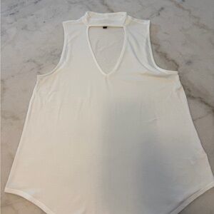 Express White Sleeveless V-Neck Tank Top